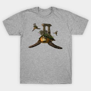 Fantasy turtles with flowers and ruin T-Shirt